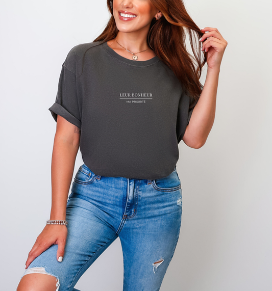 T-shirt "Leur bonheur, Ma priorité" - Maman - 3 couleurs