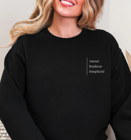 Crewneck "Amour, Bonheur, Simplicité" - 3 couleurs